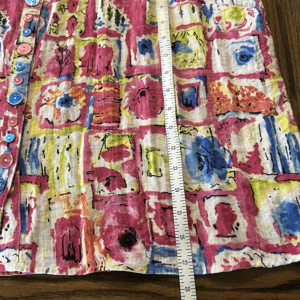 Ali Miles Artsy Watercolor Floral Button Up Tunic Lagenlook‎ Plus Size 1X - Picture 11 of 15